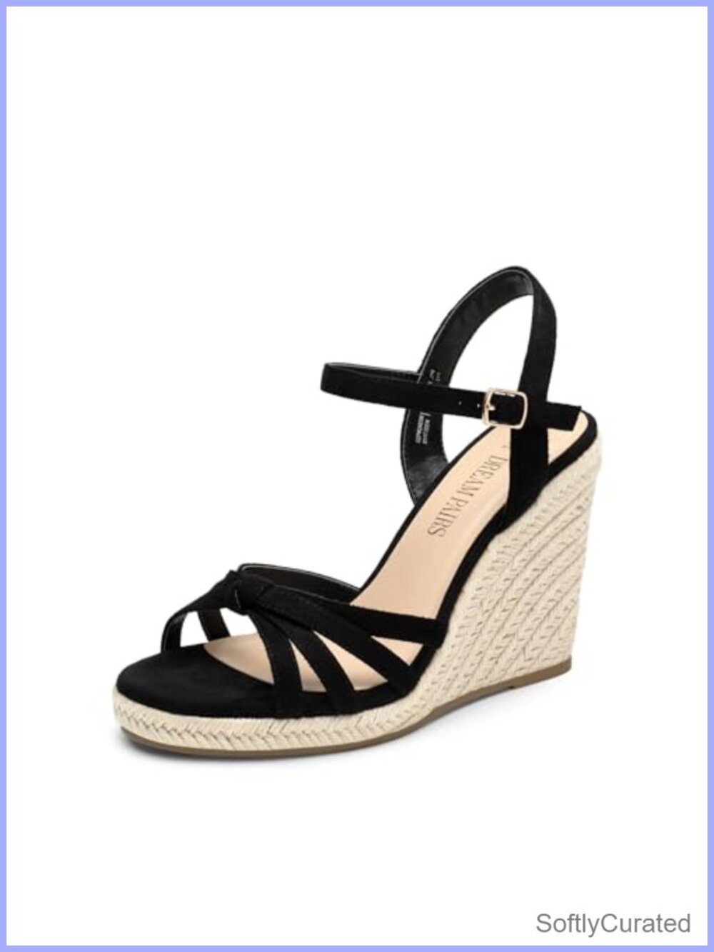 Women's Espadrille Wedge Sandals Faux Suede Raffia Ankle Strap Vacation